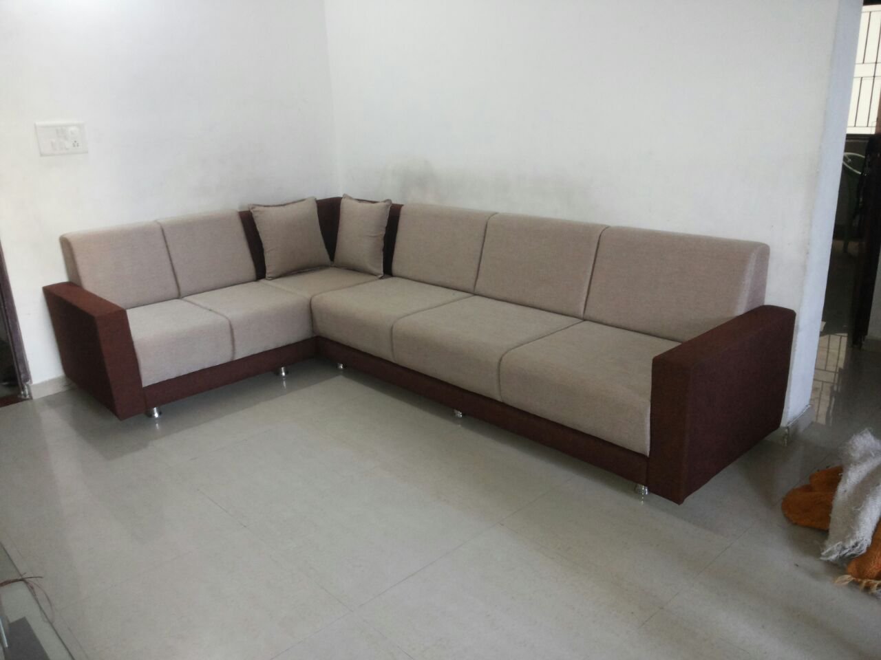 Beige and Brown Sofa