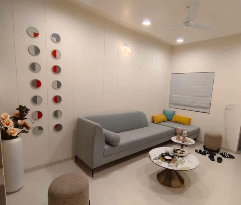 Grey Sofa with Mirrors